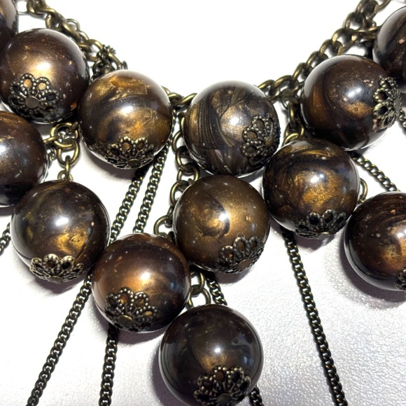 Burnished brass estate necklace - Picture 2 of 8